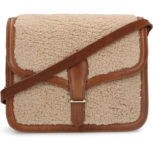 Manfield teddy crossbody tas beige/cognac