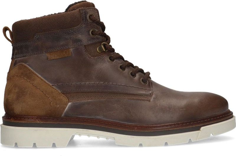 Manfield - Heren - Bruine leren veterboots
