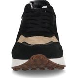 Zwarte suède sneakers met lakleren details