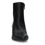 Manfield - Dames - Zwarte leren enkellaarsjes met hak