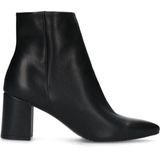 Manfield - Dames - Zwarte leren enkellaarsjes met hak