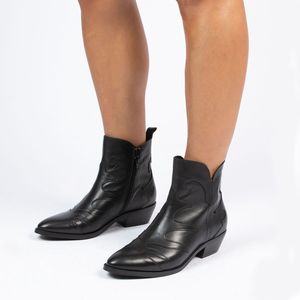 Manfield - Dames - Zwarte leren cowboy laarzen