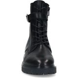 Manfield - Dames - Zwarte leren veterlaarsjes