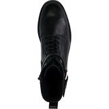 Manfield - Dames - Zwarte leren veterlaarsjes