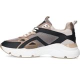 Manfield - Dames - Zwarte leren sneakers met mesh details