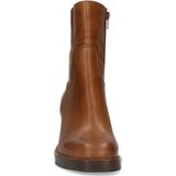 Manfield - Dames - Cognac leren enkellaarsjes met hak
