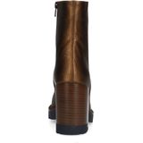 Manfield - Dames - Bronskleurige Enkellaarsjes - Leer - Blokhak 8 cm