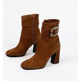Manfield Suède Enkellaarzen Camel