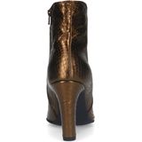 Manfield Leren Enkellaarzen met Slangenprint Brons
