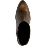 Manfield Leren Enkellaarzen met Slangenprint Brons