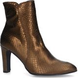 Manfield Leren Enkellaarzen met Slangenprint Brons