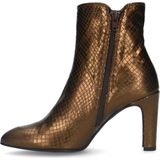 Manfield Leren Enkellaarzen met Slangenprint Brons