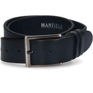 Manfield - Heren - Blauwe leren riem - Maat 85