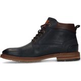 Manfield - Heren - Donkerblauwe leren veterboots
