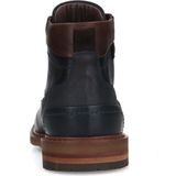 Manfield - Heren - Donkerblauwe leren veterboots