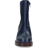 Manfield - Dames - Blauwe leren enkellaarsjes met hak