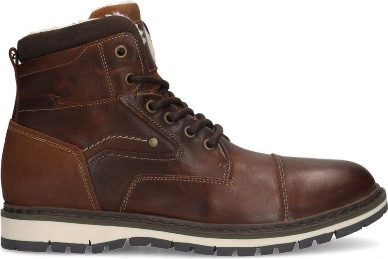 Manfield - Heren - Cognac leren veterboots