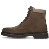 Manfield - Heren - Taupe Veterboots - Suède - Platte Hak 3 cm