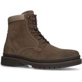 Manfield - Heren - Taupe Veterboots - Suède - Platte Hak 3 cm