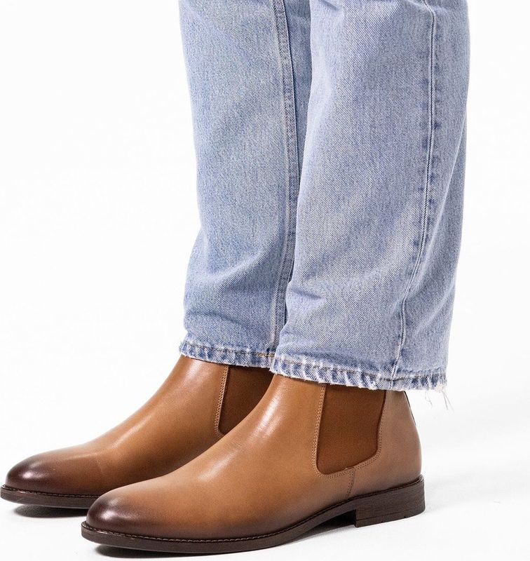 Manfield - Heren - Cognac leren chelsea boots