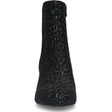 Manfield - Dames - Zwarte glitter enkellaarsjes met hak