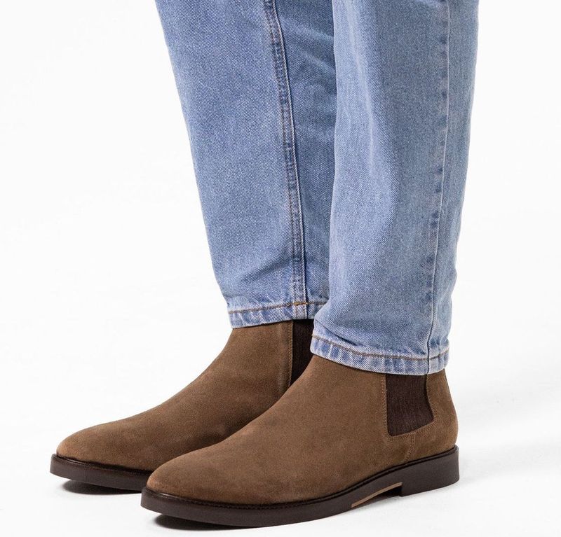 Manfield - Heren - Taupe Suède Chelsea Boots - Suède - Leer