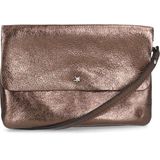 Manfield metallic leren crossbody tas bronskleurig