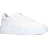 Manfield - Sneakers - Wit - Leren - Plateauzool