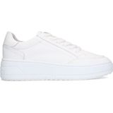 Manfield - Sneakers - Wit - Leren - Plateauzool