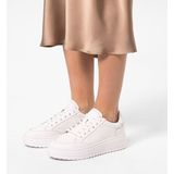 Manfield - Sneakers - Wit - Leren - Plateauzool