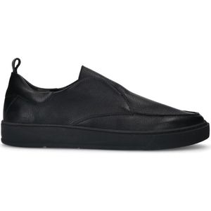 Manfield - Zwarte Leren Loafers - Leer - Zoolhoogte 3 cm