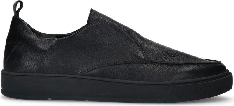 Manfield - Zwarte Leren Loafers - Leer - Zoolhoogte 3 cm