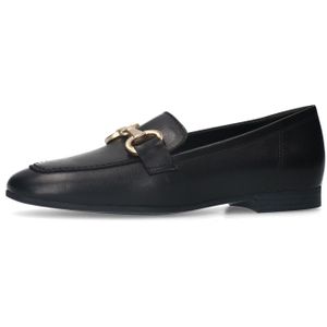 Manfield - Zwarte Loafers - Leer - Gouden Detail