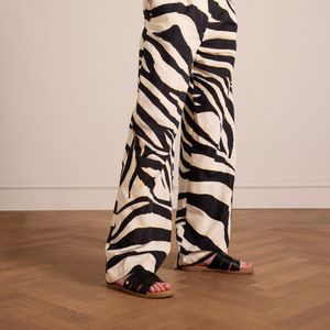 No Stress - Dames - Zwarte leren slippers