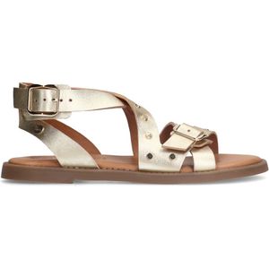 No Stress - Dames - Gouden leren sandalen met studs