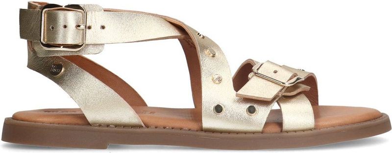 No Stress - Dames - Gouden leren sandalen met studs