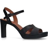 No Stress - Dames - Zwarte leren sandalen met hak