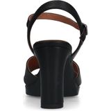 No Stress - Dames - Zwarte leren sandalen met hak