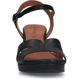 No Stress - Dames - Zwarte leren sandalen met hak