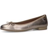 No Stress - Dames - Bronzen Leren Ballerina's met Strik - Platte Hak - Collonil Carbon Pro