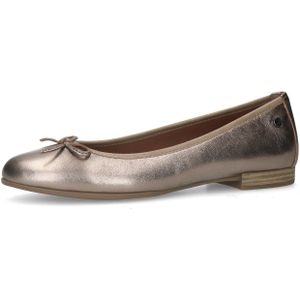 No Stress - Dames - Bronzen Leren Ballerina's met Strik - Platte Hak - Collonil Carbon Pro
