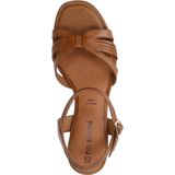No Stress - Dames - Cognac leren sandalen met hak