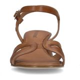 No Stress - Dames - Cognac leren sandalen met hak
