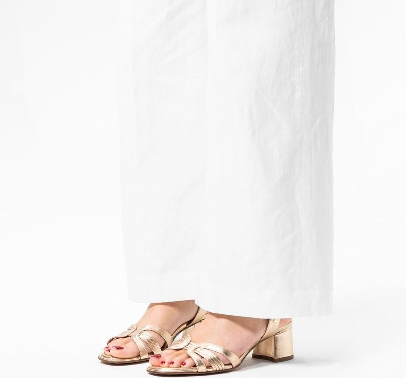 No Stress - Dames - Gouden leren sandalen met hak