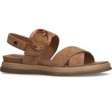 Manfield - Beige Leren Plateausandalen - Schoenen - Beige