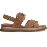 Manfield - Beige Leren Plateausandalen - Schoenen - Beige