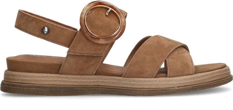 Manfield - Beige Leren Plateausandalen - Schoenen - Beige