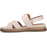 No Stress - Dames - Witte leren plateau sandalen met gesp