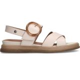 No Stress - Dames - Witte leren plateau sandalen met gesp
