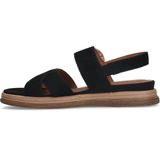 No Stress - Dames - Zwarte leren plateau sandalen met gesp